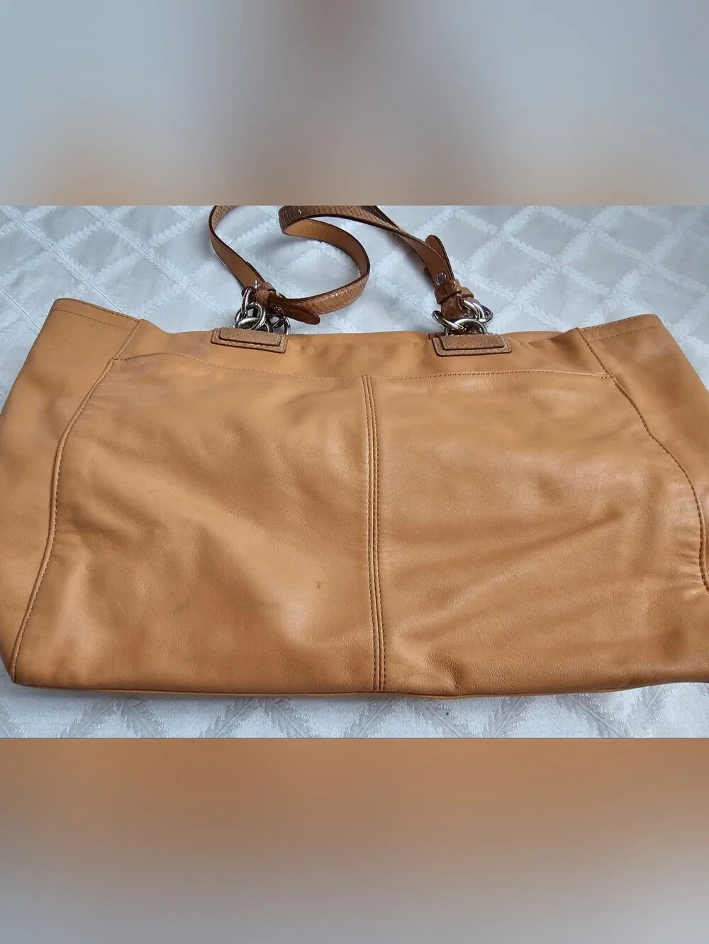 Coach Penelope Carryall Leather Tote Bag with Turn-Lock Closure